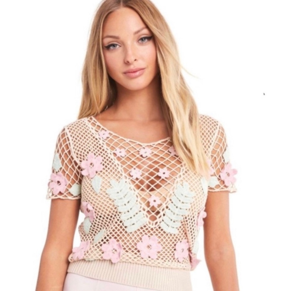 Wildfox | Edita Bloom Crochet Top Sz S
